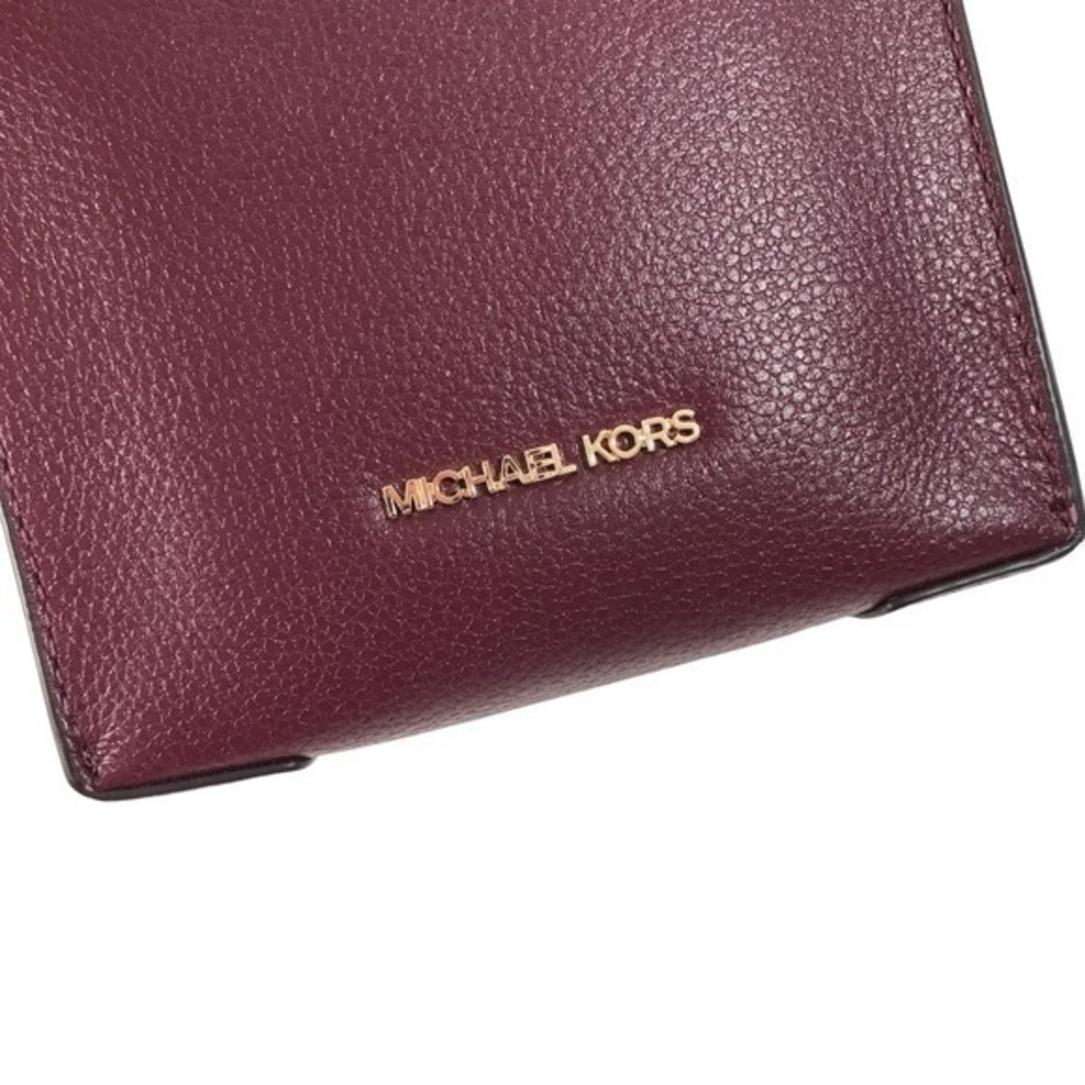 New Michael Kors Mercer Extra Small Crossbody Bag in Burgundy Pebbled Leather - Picture 10 of 12